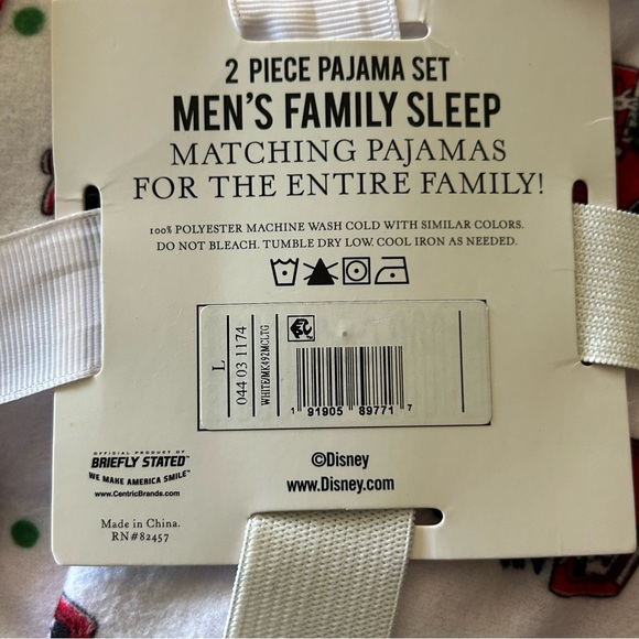 NEW DISNEY Christmas Pajamas Unisex Size Large Red Trucks Christmas Tree Button - Picture 4 of 6